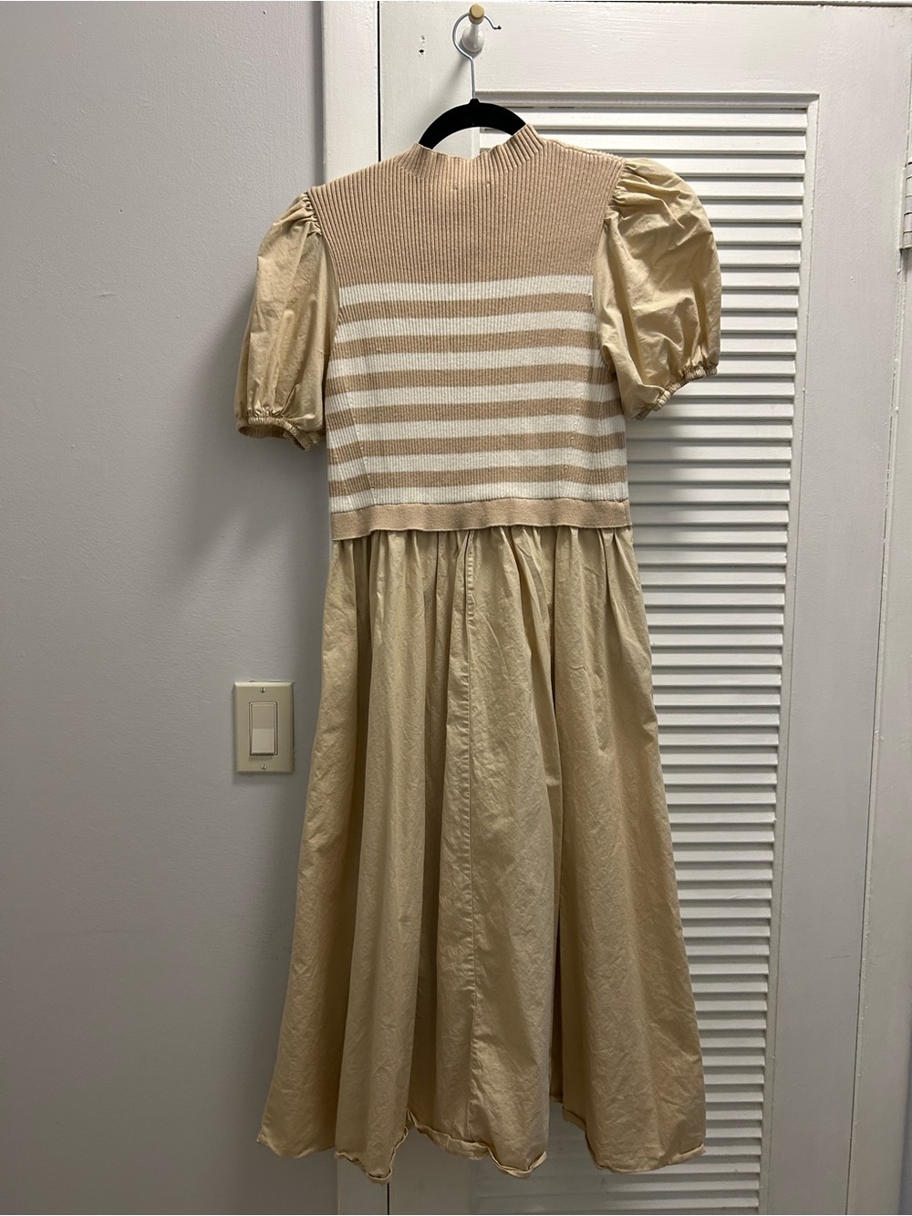 Polagram Beige and Cream Striped Maxi Dress